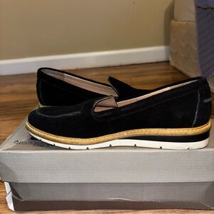 Adam Tucker Slip On Mesh Black Wedge Sneaker Loafer